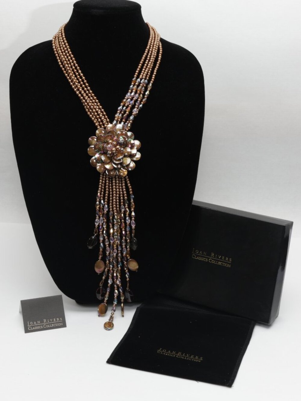 Joan Rivers Starlet Lustrous Brown Flower Necklace Classic Collection New in Box